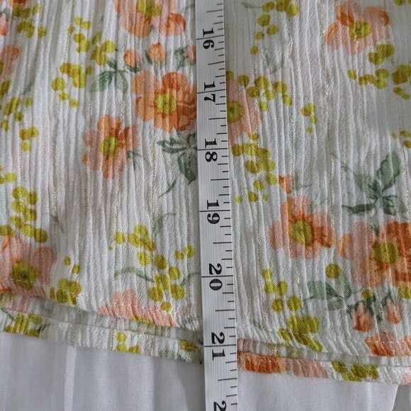 Cupcakes and Cashmere Blouse Women's Small Floral Peasant Smock Metallic Fringe - Picture 15 of 15